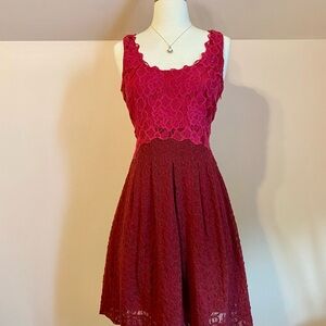 Moulinette Soeurs Two-tone Red Lace Dress